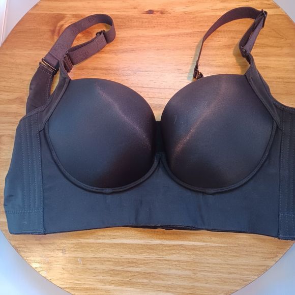 Bustier Padded Pushup Black 7 Hook & Eye Back Closure Bralette Size 34C US - Picture 7 of 11